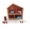 Tiny Dollhouse with Mini Furniture for 1:12 scale Dollhouses, 2 inches wide, Adorabilities